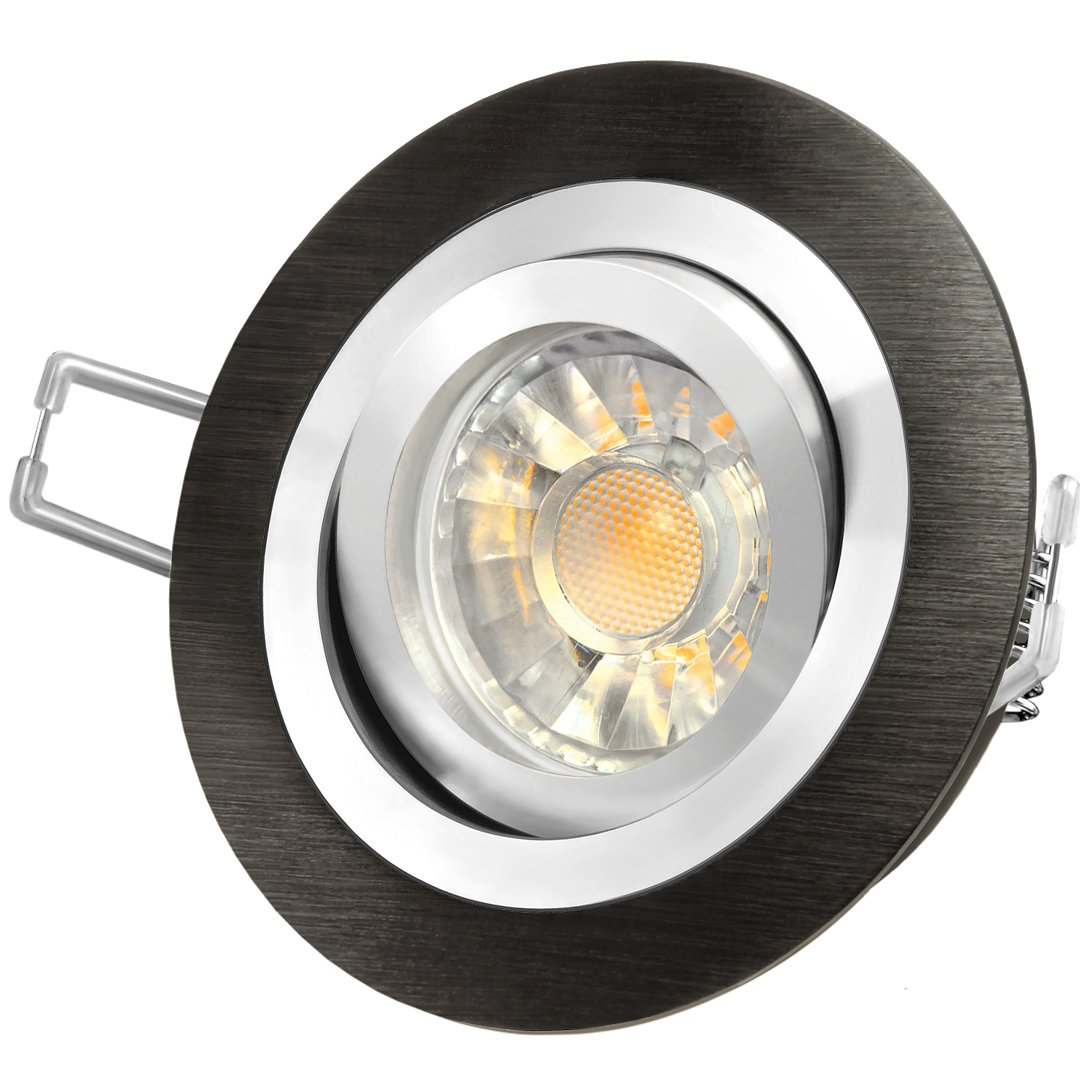 RF-2 LED-Einbaustrahler Leuchte rund Alu schwarz gebürstet 6W DIMMBAR ...