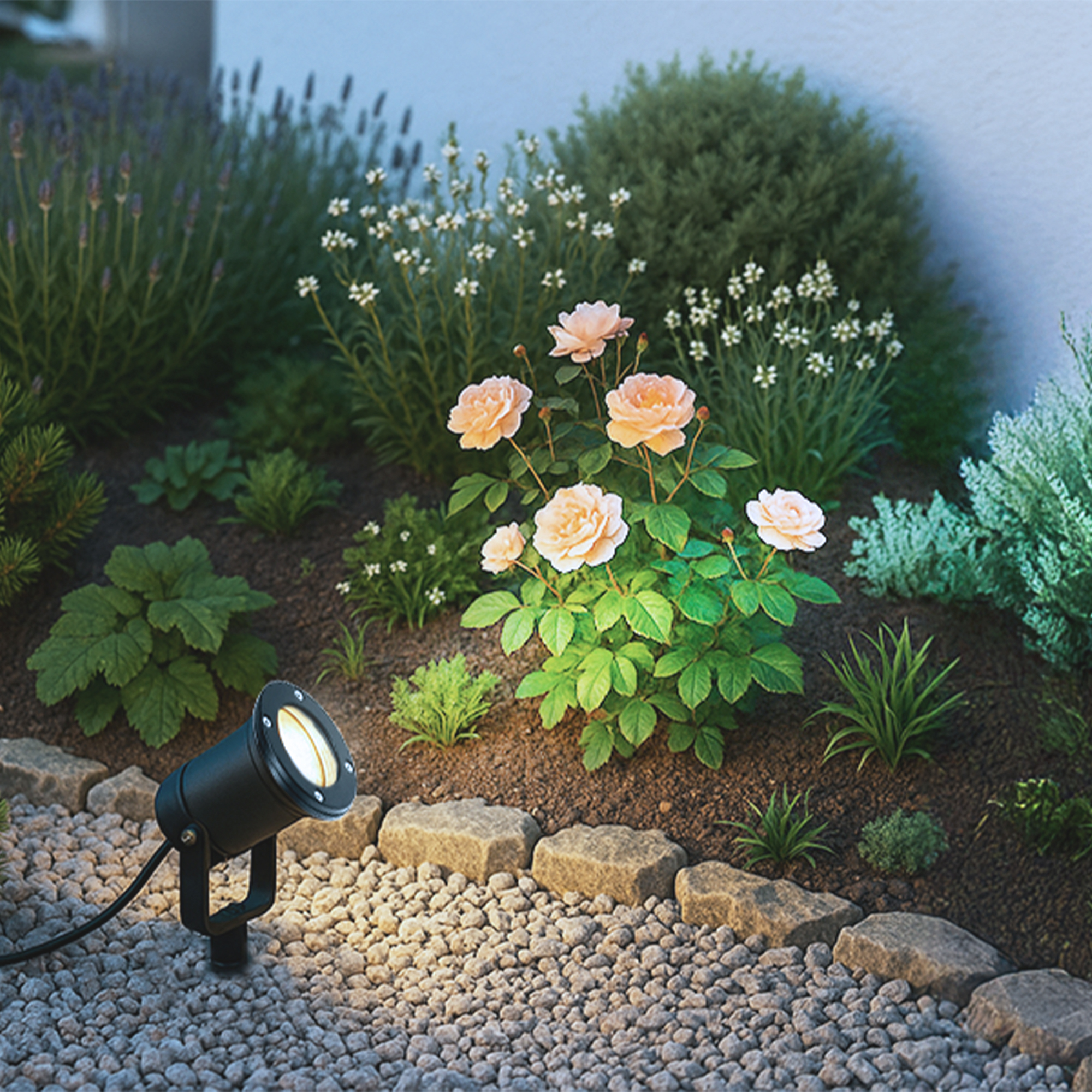 LED Erdspießleuchte Edelstahl – Schwenkbarer Gartenstrahler, IP65, 3m Kabel Mit Stecker, GU10 Fassung, Kaltweiß
