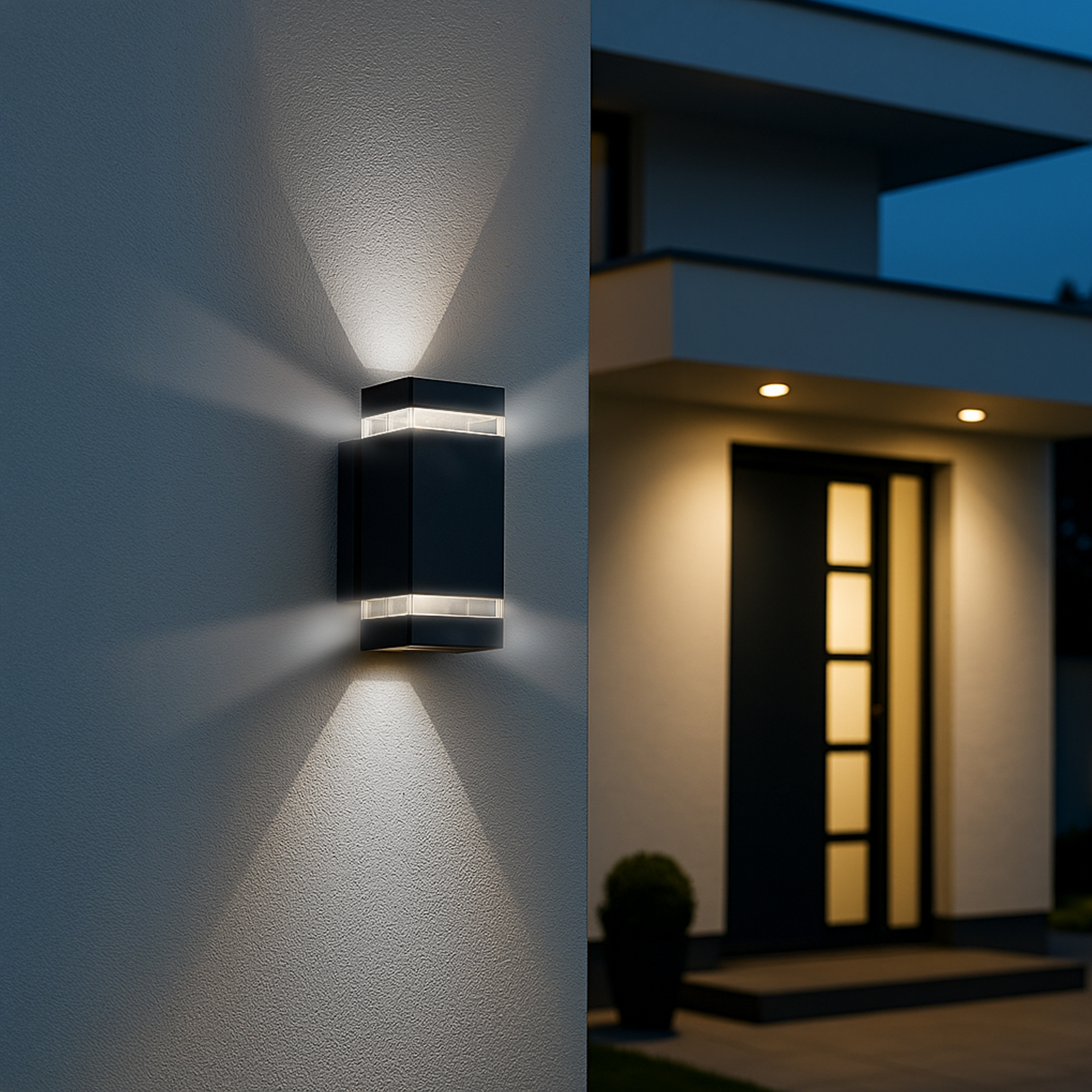 SSC-LUXon 2er Set LED Up & Down Wandleuchte IP54 Für Außen – Inkl. 2x LED GU10 3W Warmweiß – Anthrazitgrau