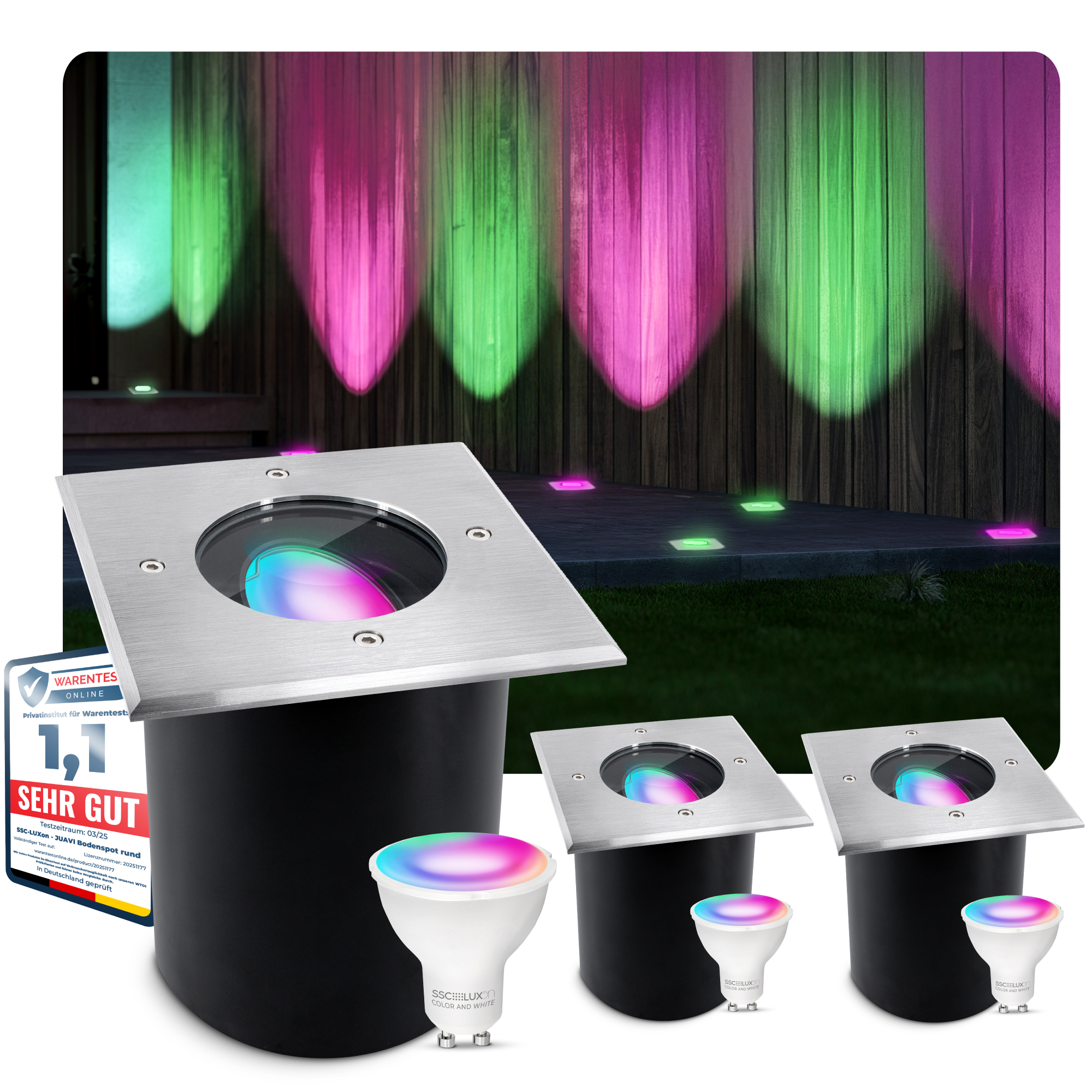 ChiliTec LED Bodenstrahler Bodenleuchte Einbau I Rund I Flach Nur 7cm I