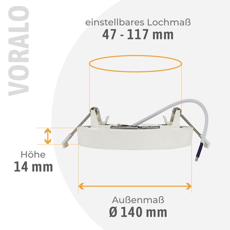 VORALO 2-in-1 Deckenspot LED wei variables Lochma (47 bis 117mm) warmwei  4W 230V