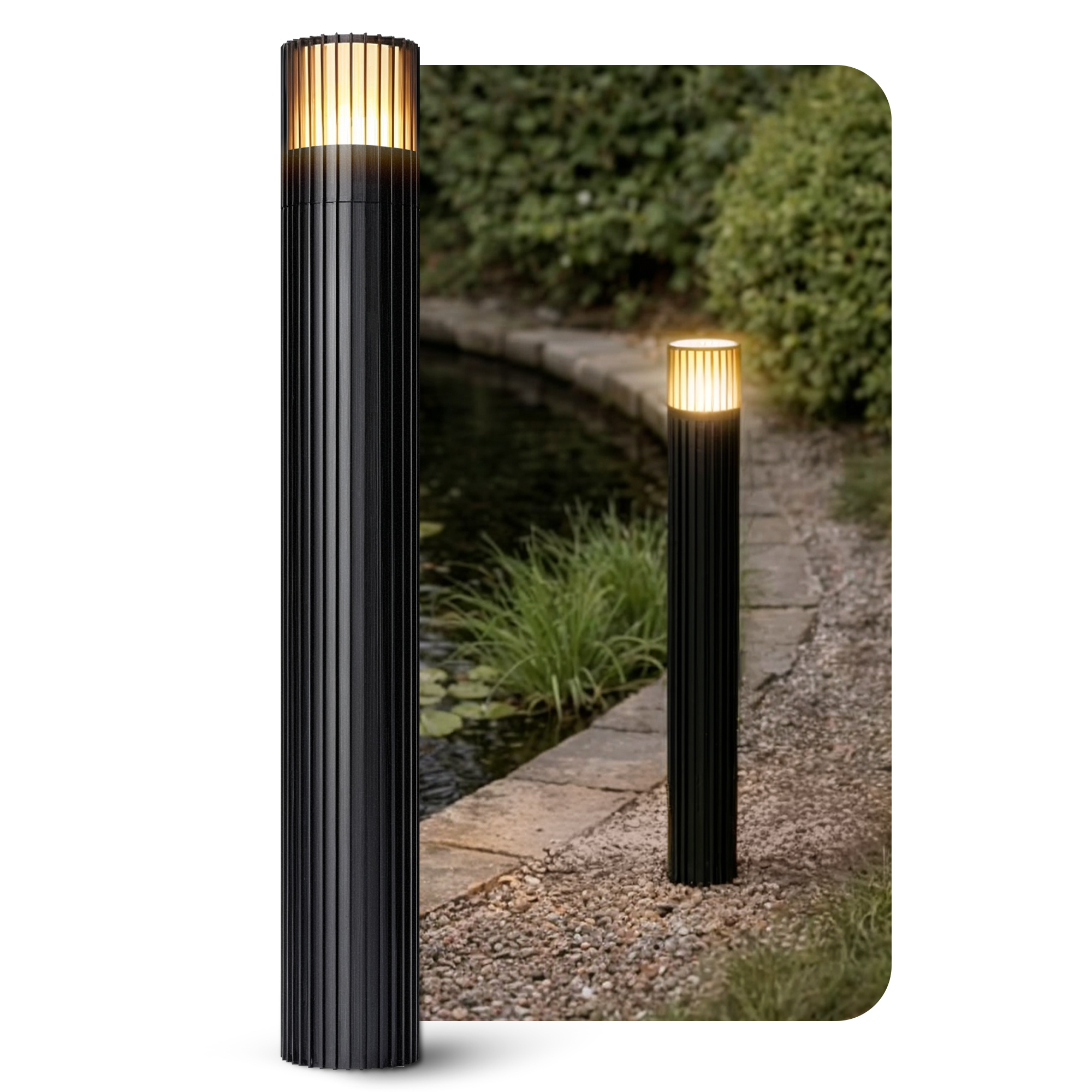Stehlampe Außenleuchte Gartenlampe Standleuchte Wegelampe Terrasse IP44 Edelstahl Anthrazit Opal 1x E27 Fassung Dxh 76x110 Cm 2er Set 71367784