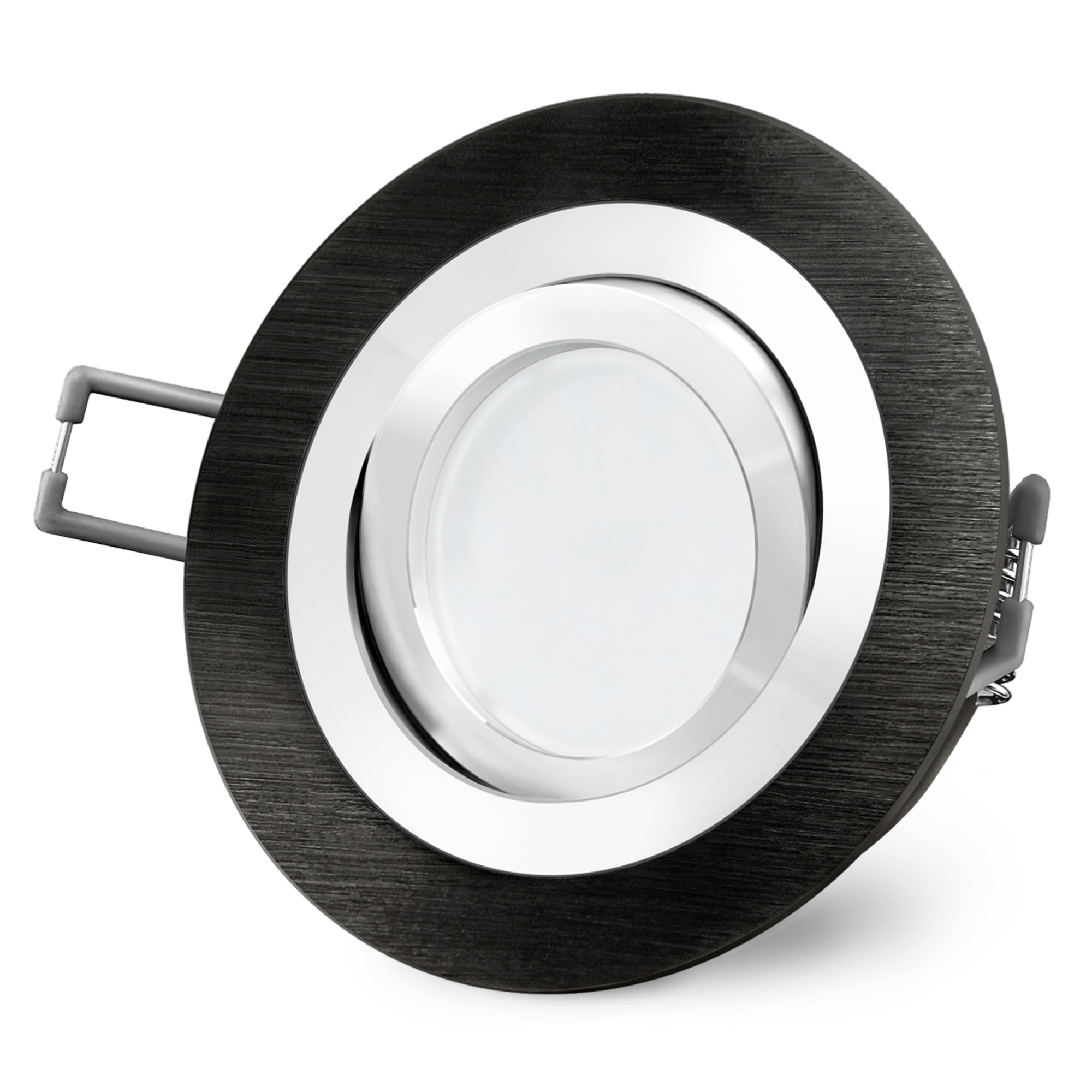 RF-2 LED Einbauspot schwenkbar in schwarz Alu rund inkl. LED drei einstellbaren Lichtfarben 3CCT LED 230V